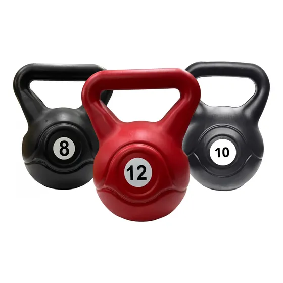 Pesa Rusa Pvc Rellenas Kit 8 10 Y 12 Kg Kettlebell Fitness Color Mixto