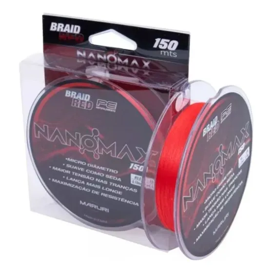 Linha Maruri Multifilamento Nanomax Vermelha 150m Nanofil Cor 0.10mm 10lb 150m