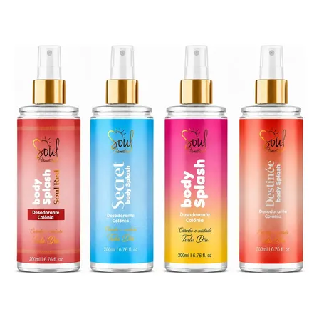 Kit C/4 Body Splash Perfume Corporal Desodorante Colônia 200ml Feminino