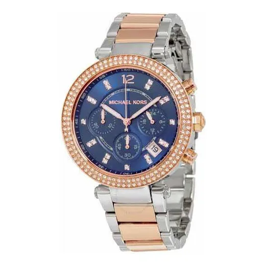 Reloj Michael Kors Mk6141 Parker original de la correa, color del bisel plateado, color del fondo plateado