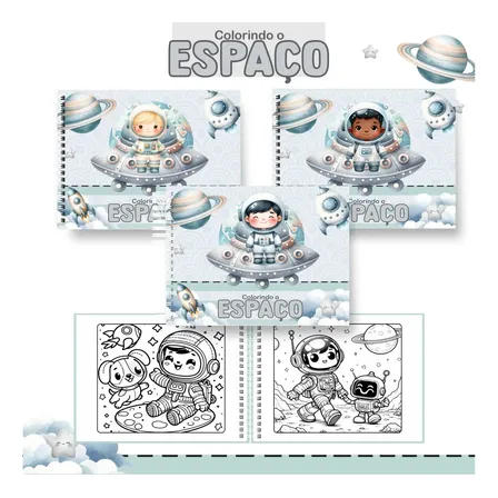 Livro De Colorir Estilo Bobbie Goods Varios Modelos 50 Folhas 180g 100modelos Astronauta