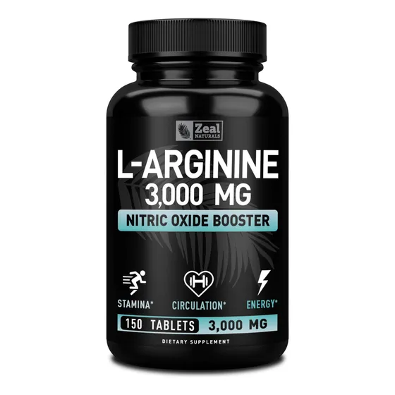 Suplemento Zeal Naturals, L-arginina, 3000 Mg, Cápsulas, 150