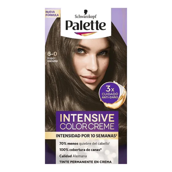 Tinte para cabello Color Creme Rubio Oscuro 6-0 Palette
