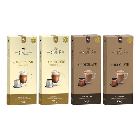 Capsulas Cafe Cappuccino Chocolate Lacteo Capsula Compativel Nespresso Café Italle Kit 40