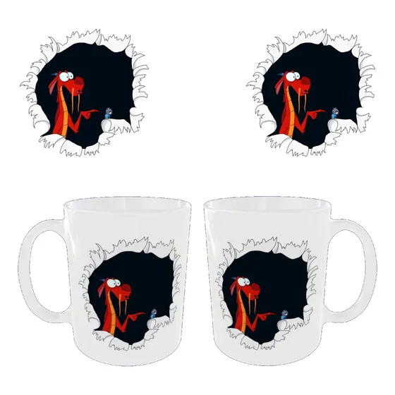 Mug Mushu Y Cricket De Mulan