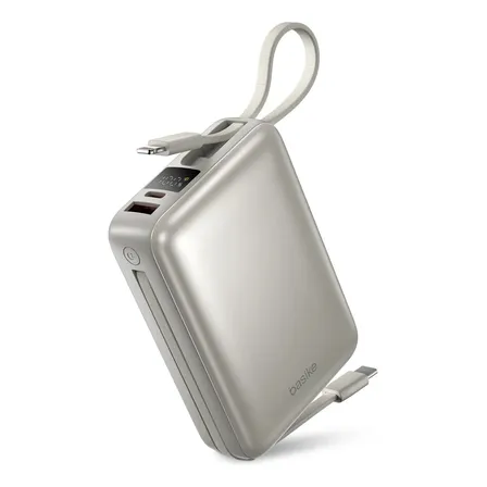 Carregador Portátil Power Bank Basike 20000mAh 22.5W Rápido Cabos Embutidos Tipo