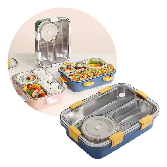 Lunchera Vianda Térmica Con 3 Divisiones, Apta Horno