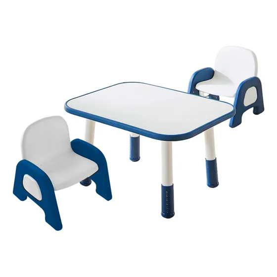 Mesita Infantil Azul Madera Mdf Y Polipropileno + 2 Silla