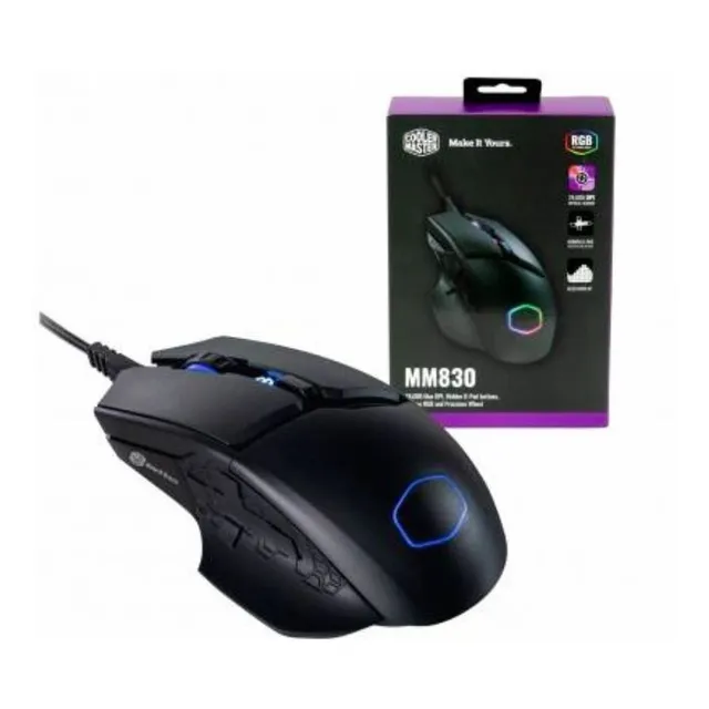 Ratón Gamer Cooler Master Mm830 Rgb 8 botes 24000 Dpi negro