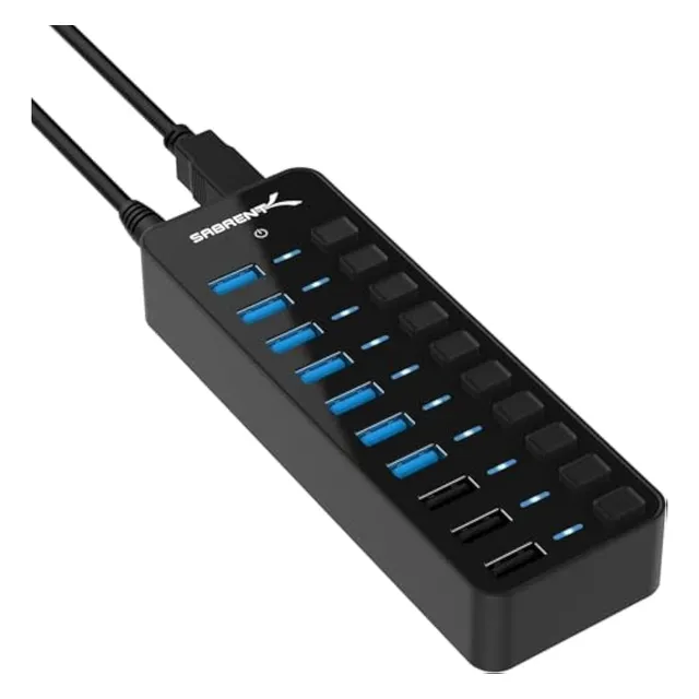 Sabrent Hub Usb 3.0 De 60 W Y 10 Puertos Incluye 3