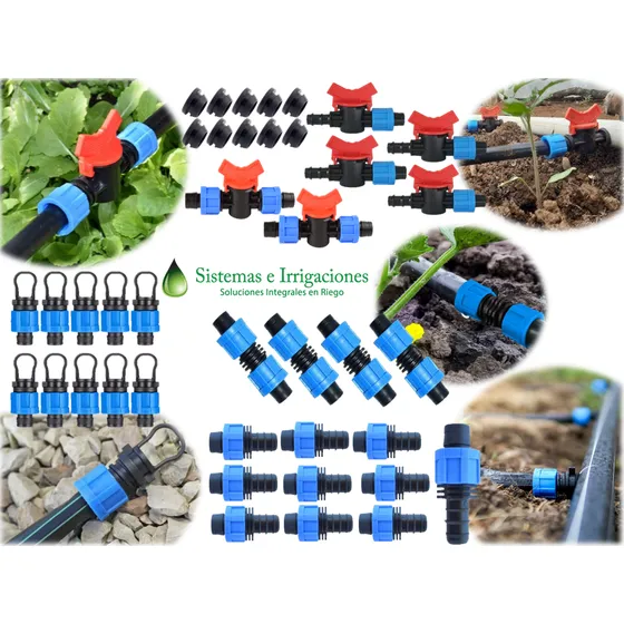 Kit Accesorios Cinta De Riego Goteo 16mm  Cultivos Jardines