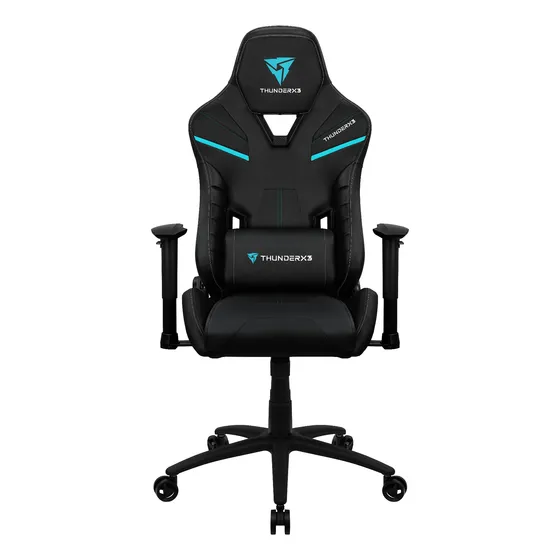 Silla De Escritorio Thunderx3 Tc5 Gamer Ergonómica Jet Black Con Tapizado De Cuero Sintético