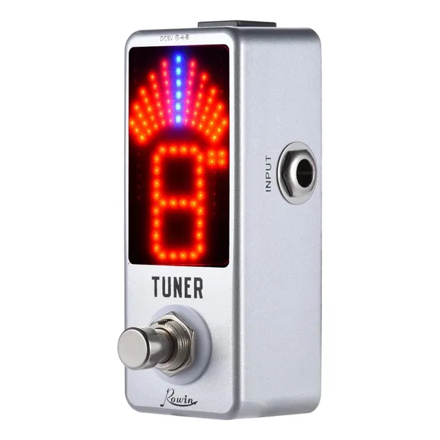 Pedal afinador cromático Rowin tuner Lt-910, color plateado