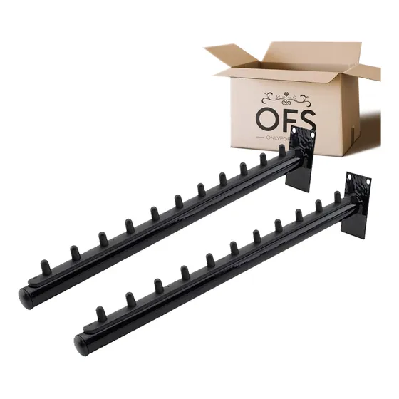 Kit 02 Araras Rt De Parede Branco 40cm Para 22 Cabides Reto Cor Preto