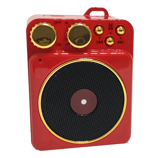 Bocina Bluetooth En Forma De Mini Tocadiscos En 3 Colores Color Rojo