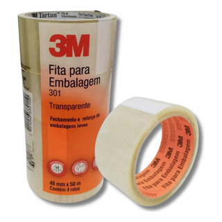 3m Kit 4 Fita Adesiva Transparente 48mm X 50m Embalagem 301 3m Kit 4 Fita Adesiva Transparente 48mm X 50m Embalagem 301
