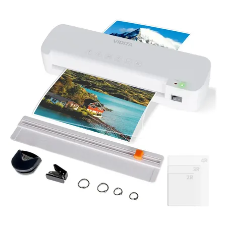 Termolaminadora Plastificadora A4 Con Accesorios 40 Micas Máquina Laminadora Maquina De Termolaminado Vidita Color Blanco