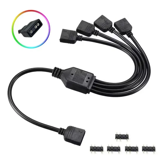Cabo Splitter Argb Hub Led 5v Aura 1 Pra 4 Endereçável 3 Pin
