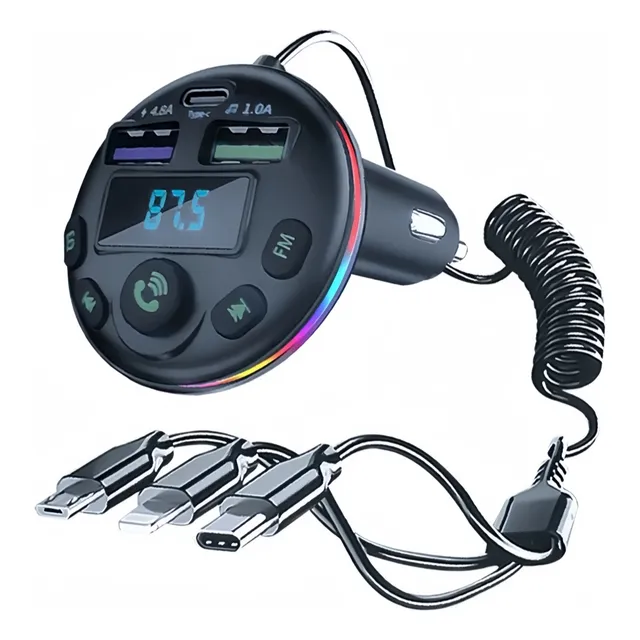 Transmisor Fm Audio Receptor Bluetooth Para Auto Con Carga