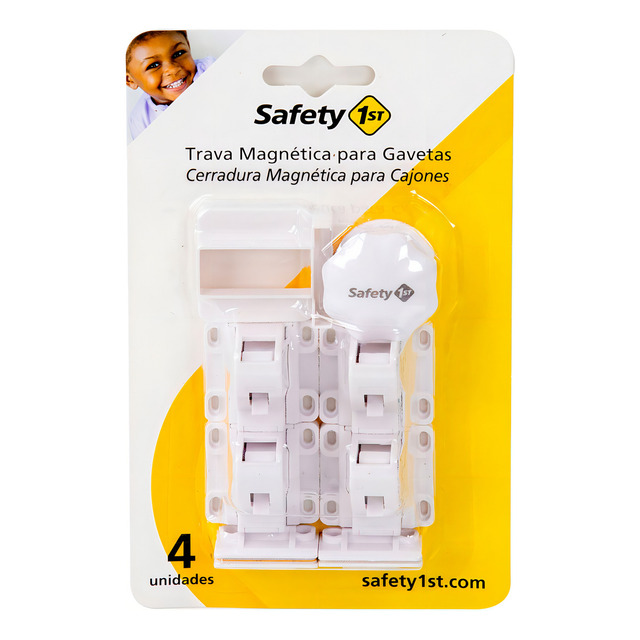 Trava Magnética 4 Peças P/ Gaveta Armário White Safety 1st Trava Magnética 4 Peças P/ Gaveta Armário White Safety 1st