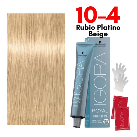 Tinte Igora Royal 10-4 Rubio Platino Beige Caja Celeste