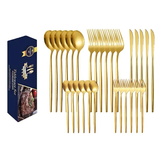 Set Cubiertos Acero Inoxidable 30 Piezas Cuchillos Tenedores