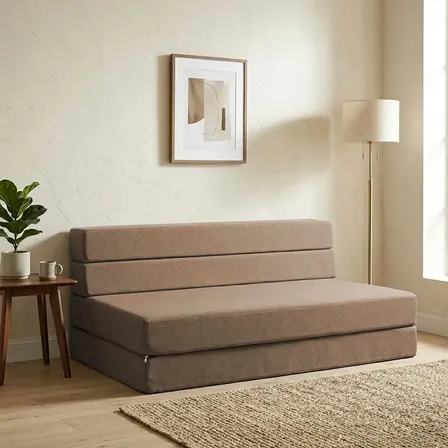 Sofa Cama Matrimonial Cozy Plegable | Memory Foam Home Color Marrón Claro Liso