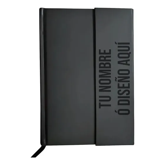 Libreta Personalizada Negra Grabado Láser Magnética