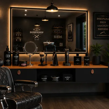 Bancada Barbearia Penteadeira Suspensa Masculina Promoção Bancada Luxo Preta Barbearia