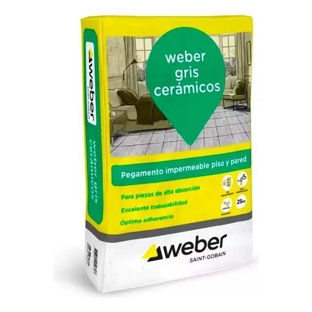 Pegamento Weber Gris Ceramicos Bolsa Por 25 Kg Piso/pared