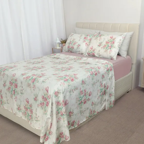 Jogo De Cama Duplo 4 Peças Casal Paco Milano 150 Fios Cor Isa