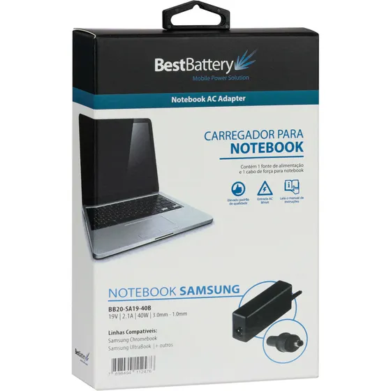 Fonte Carregador Para Notebook Samsung Flash F30 - 40w