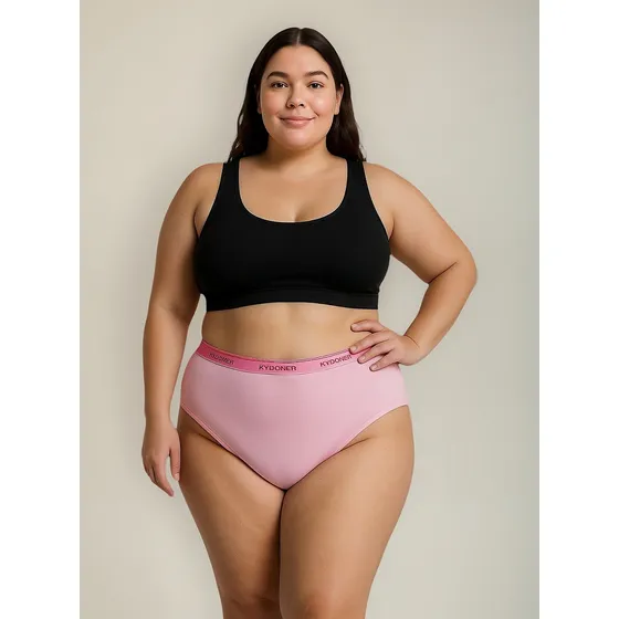 Kit 10 Calcinhas Plus Size Algodão Cós Alto Cintura Alta