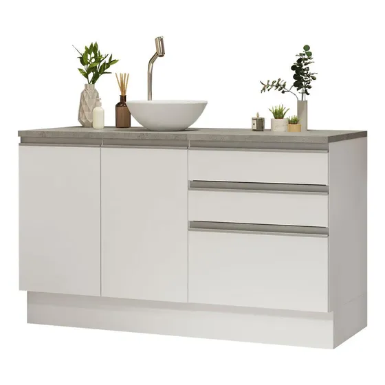 Gabinete Para Baño 2 Puertas 3 Cajones 140 Cm Blanco