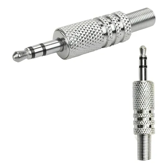 10x Plug Conector P2 Estéreo Profissional Reforçado Níquel - Pix