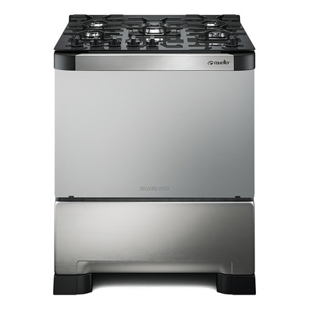 Fogão 5 Bocas Decorato Vetro G3 Mueller Inox Tipo De Conexão Gás Engarrafado Fogão 5 Bocas Decorato Vetro G3 Mueller Inox Tipo De Conexão Gás Engarrafado