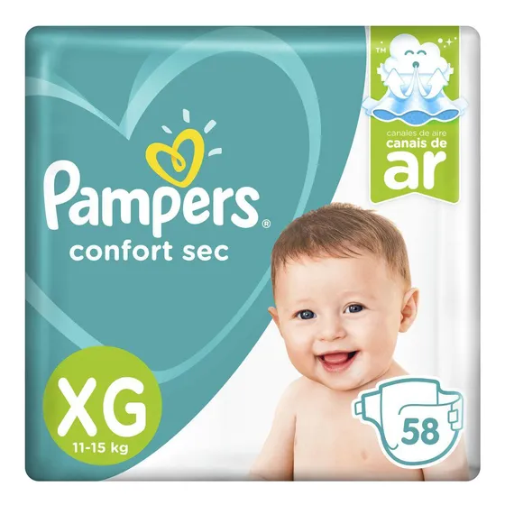 Fralda Pampers Confort Sec Xg Pacote 58 Unidades