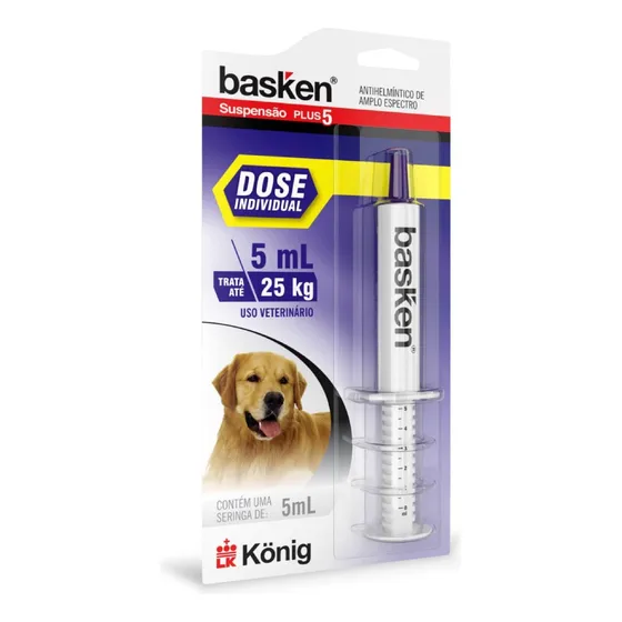 Vermífugo Basken Suspensão Plus 5 Cães/gatos Até 25kg - 5ml