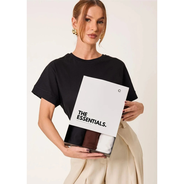 Kit 3 T-shirts Oversized Classic Algodão Cléa Store Kit 3 T-shirts Oversized Classic Algodão Cléa Store