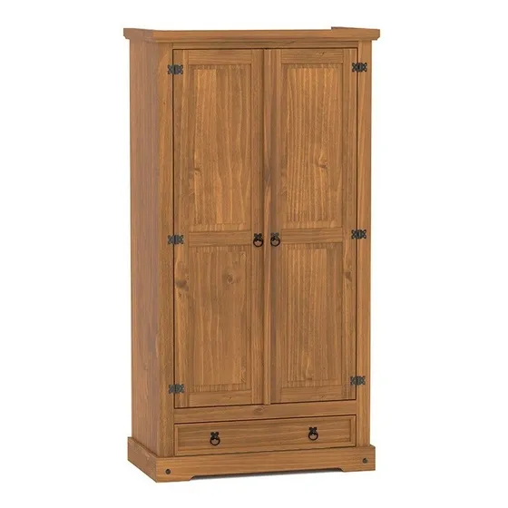 Ropero La Cueva Muebles Naturale 1607 color roble de madera maciza con 2 puertas batientes