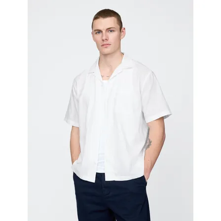 Camisa Hombre Gap Lino V25 Manga Corta Blanco