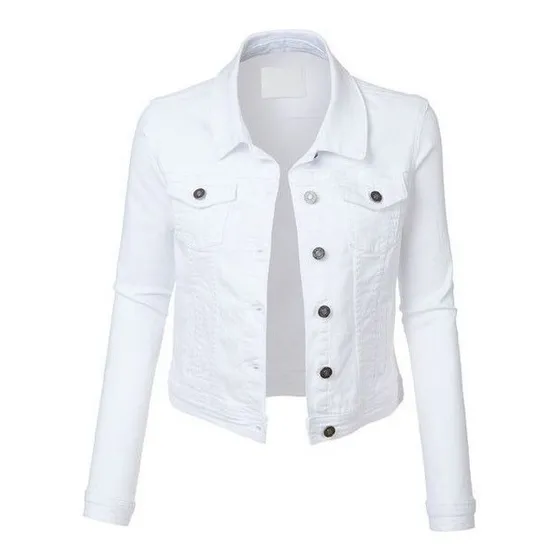 Jaqueta Jeans Feminina Branco Com Lycra 
