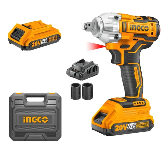Llave De Impacto Ingco 1/2'' Inalámbrico 20v + 2 Baterías