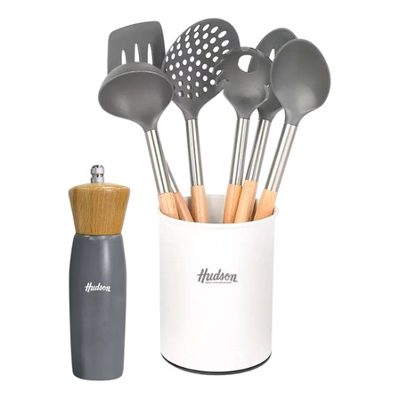 Set De Utensilios Hudson Combo Esenciales Cocina Color Gris Set De Utensilios Hudson Combo Esenciales Cocina Color Gris
