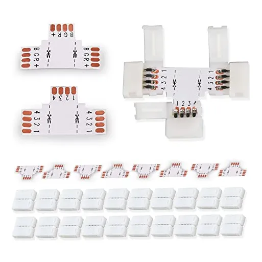 Juego De 20 Conectores De Tira De Luz Led De 4 Pines Con 8 P