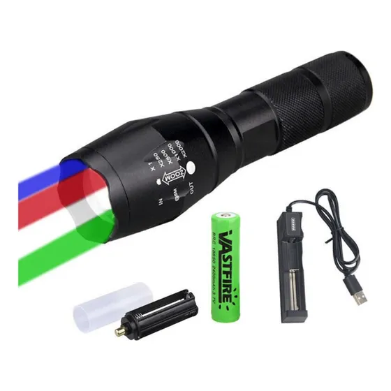 Foco Táctico 4 Leds En 1  Rojo, Verde, Azul Y Blanco