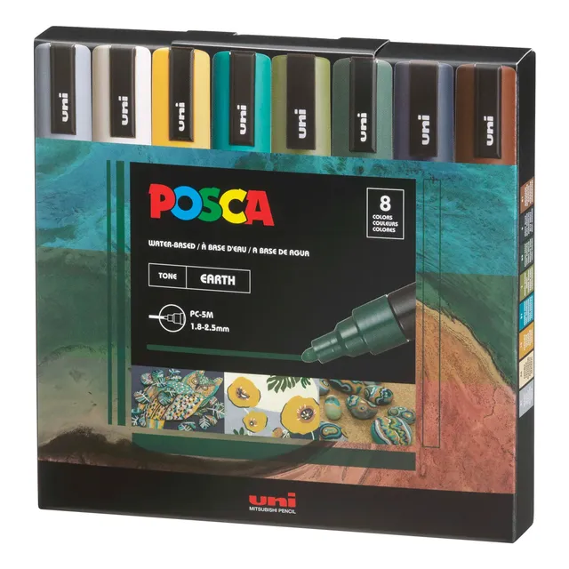 Posca Set X8 Marcadores Earth Pc-5m Punta Gruesa Munpc5me8ea