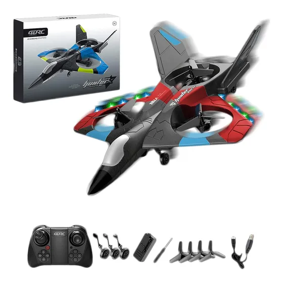 Avion Dron V27 Control Remoto Acrobatico Luces Planeador Led