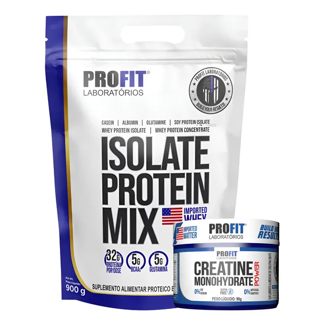 Kit Whey Protein Isolate Protein Mix + Creatina 90g Profit Brownie De Chocolate 900g | Creatina 90g