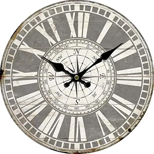 Mm Trading Reloj Pared Gris Brujula 13  Redondo